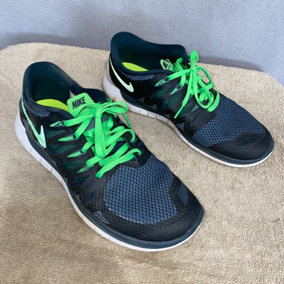 Nike Free Running Shoes Black/Green Lace-Up Sneakers Size US 10 (Nike Free RN) - Picture 4 of 7